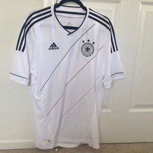 Germany Adidas White Soccer Jersey with Black Accents